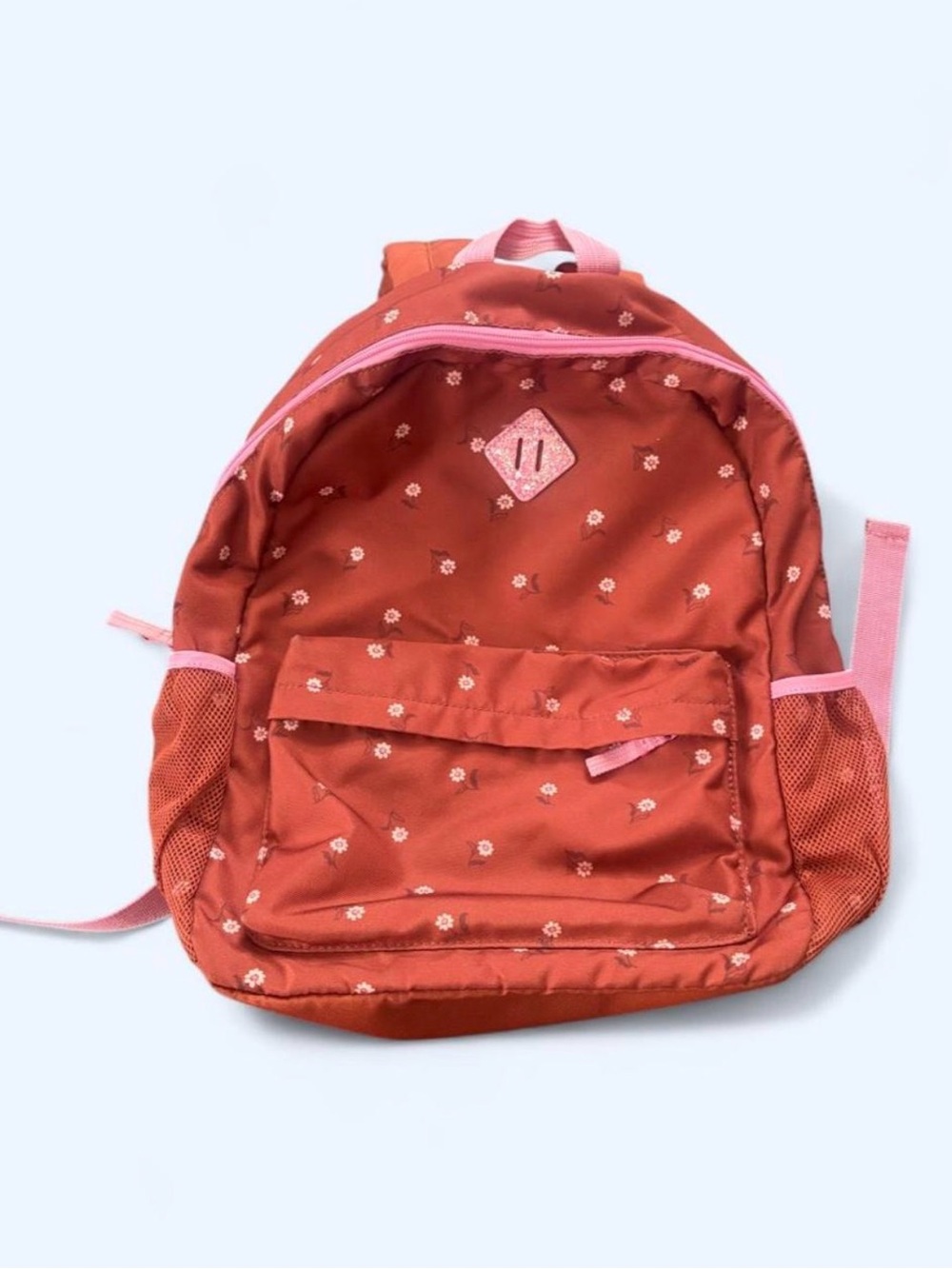 Cat & Jack Coral Backpack with Pink Accents and Floral Print